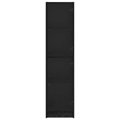 Vysoký Bufet Černý Dub 35 X 37 X 142 Cm Kompozitní Dřevo