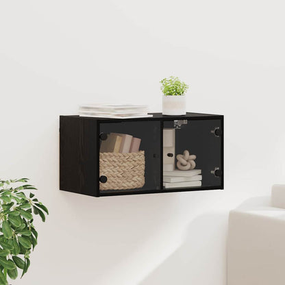 Nástěnná Skříňka 68 X 37 X 35 Cm Kompozitní Dřevo Černý Dub