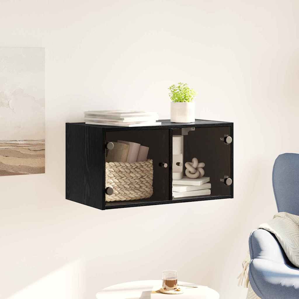 Nástěnná Skříňka 68 X 37 X 35 Cm Kompozitní Dřevo Černý Dub