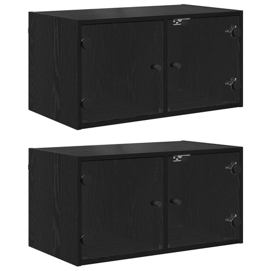 Nástěnné Skříně 2 Ks 68 X 37 X 35 Cm Kompozitní Dřevo Černý Dub