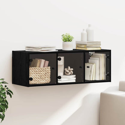 Nástěnná Skříňka 102 X 37 X 35 Cm Kompozitní Dřevo Černý Dub