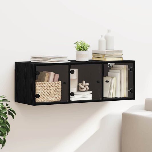Nástěnná Skříňka 102 X 37 X 35 Cm Kompozitní Dřevo Černý Dub