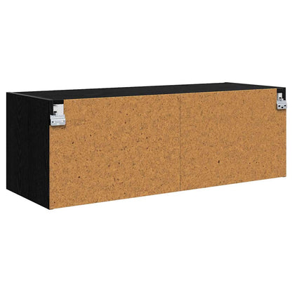 Nástěnná Skříňka 102 X 37 X 35 Cm Kompozitní Dřevo Černý Dub