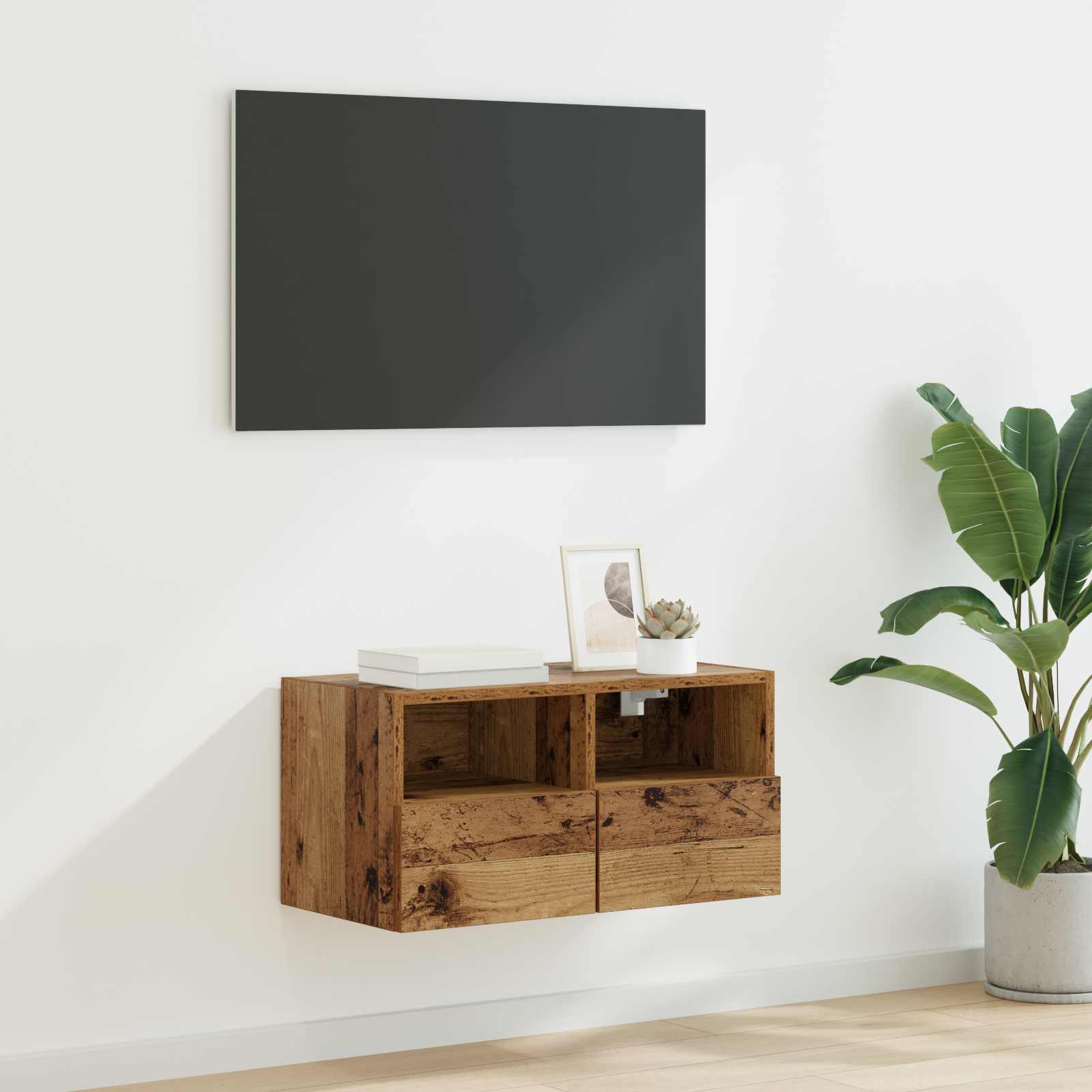 Tv Wall Cabinet 60 X 30 X 30 Cm Staré Dřevo Kompozitní Dřevo