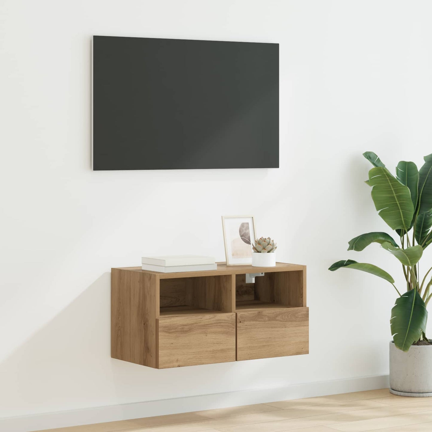 Tv Wall Cabinet 60 X 30 X 30 Cm Artisanový Dub Kompozitní Dřevo