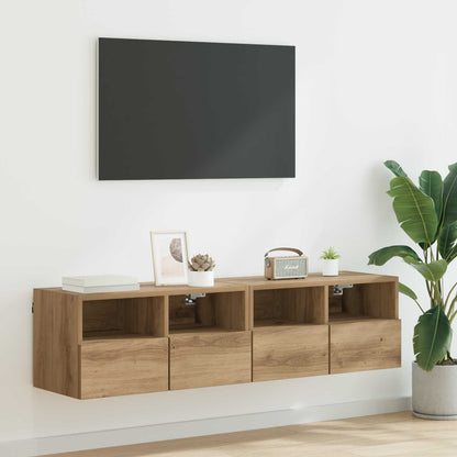 Skříňky Na Tv Zeď 2 Pcs Artisanový Dub Kompozitní Dřevo