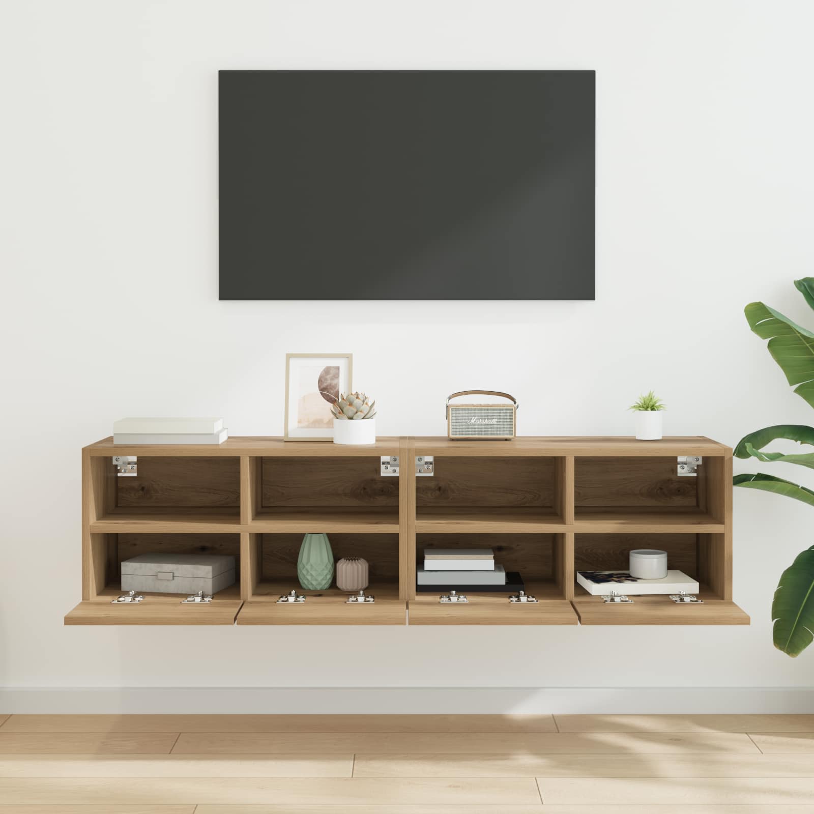 Skříňky Na Tv Zeď 2 Pcs Artisanový Dub Kompozitní Dřevo