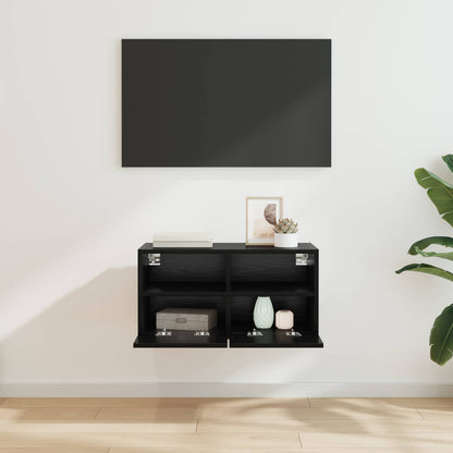 Tv Wall Cabinet 60 X 30 X 30 Cm Černý Dub Kompozitní Dřevo