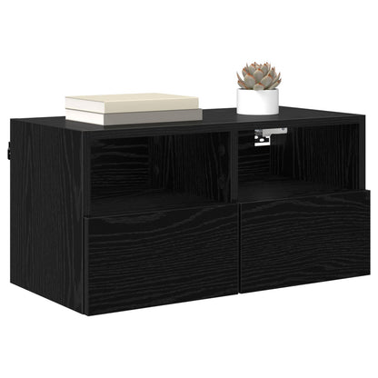Tv Wall Cabinet 60 X 30 X 30 Cm Černý Dub Kompozitní Dřevo