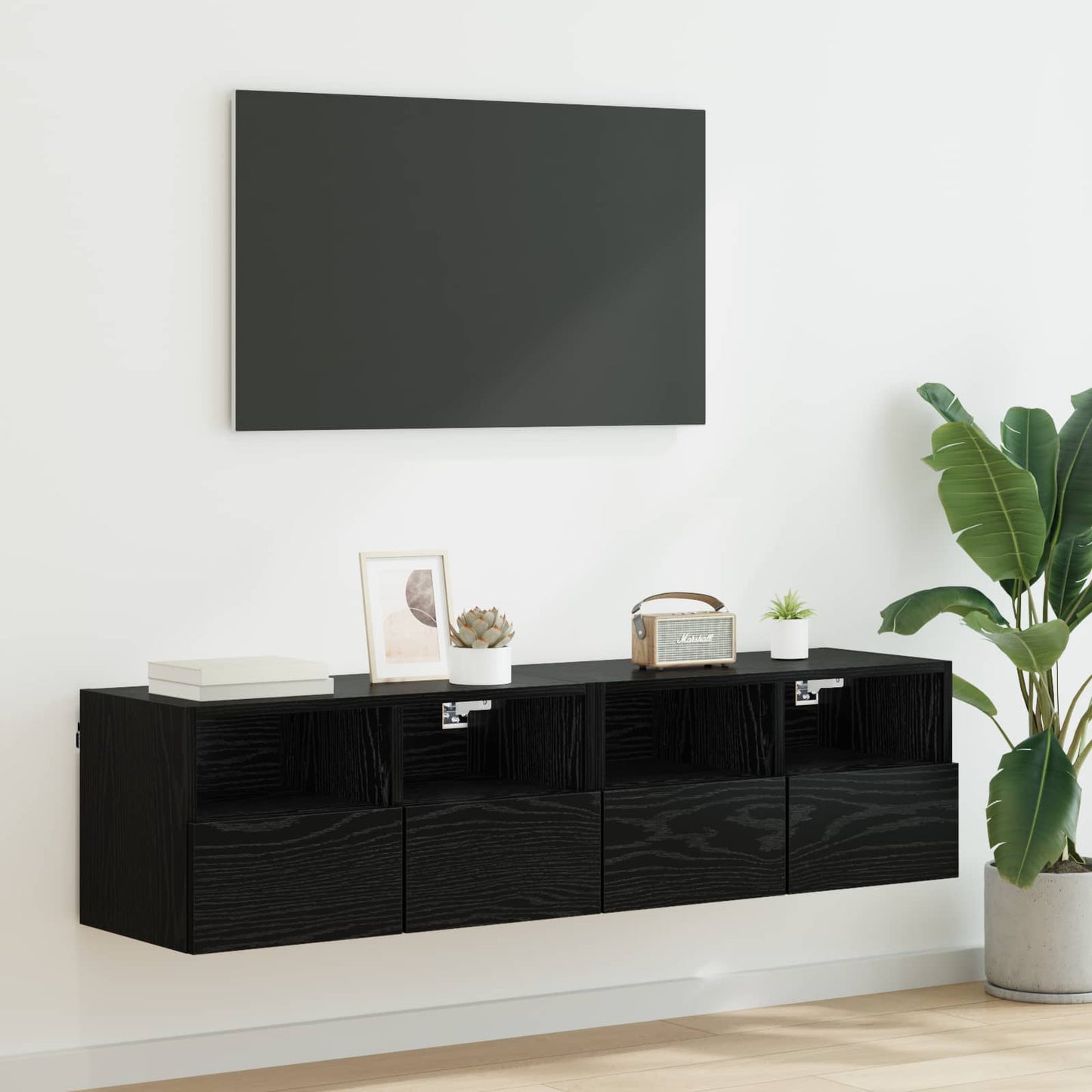 Skříňky Na Tv Zeď 2 Pcs Černý Dub Kompozitní Dřevo