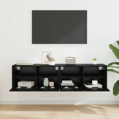Skříňky Na Tv Zeď 2 Pcs Černý Dub Kompozitní Dřevo