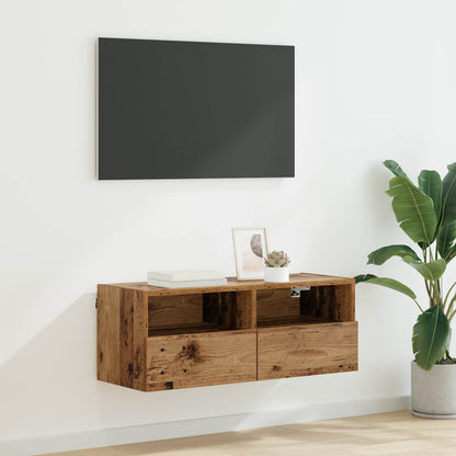 Tv Wall Cabinet 80 X 30 X 30 Cm Staré Dřevo Kompozitní Dřevo