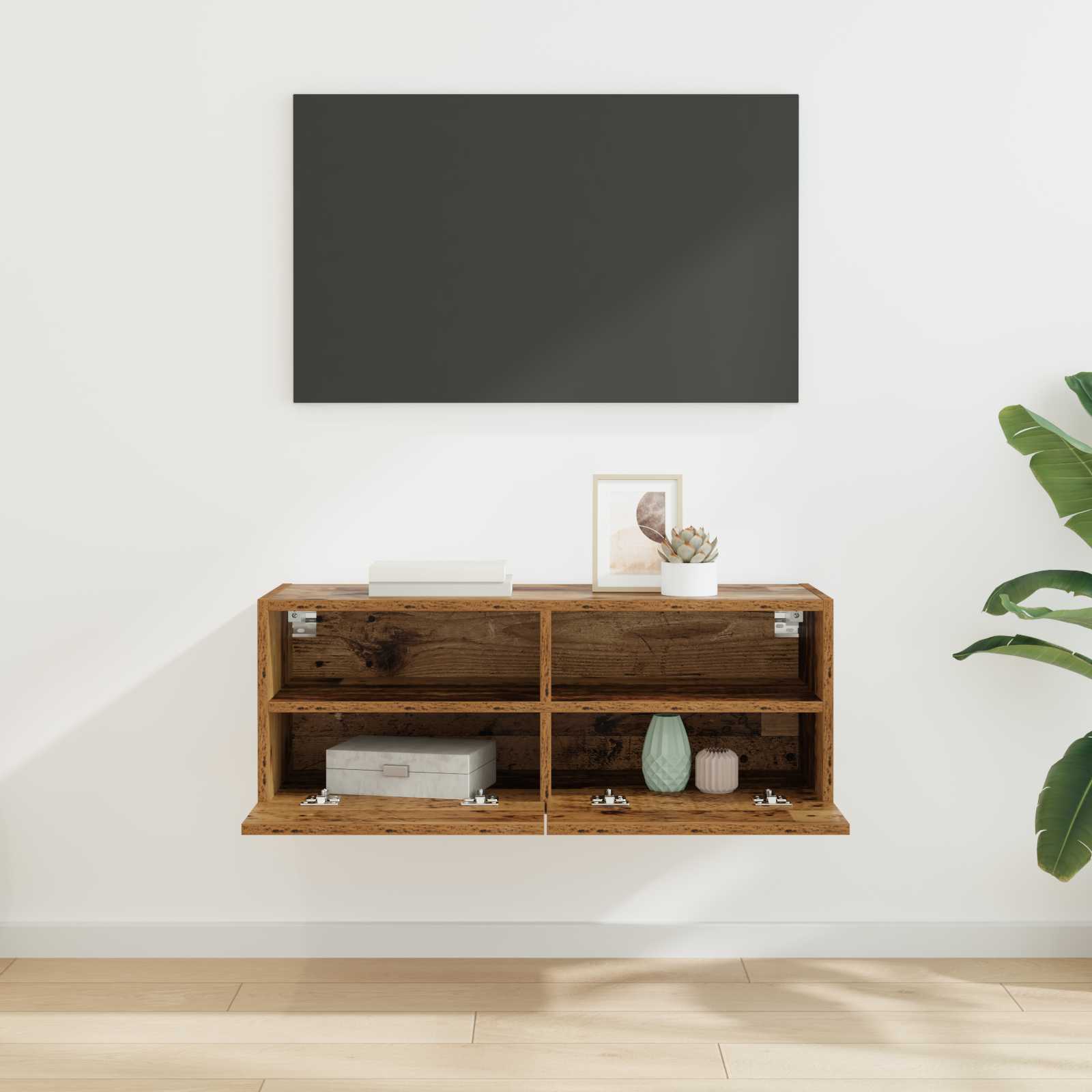Tv Wall Cabinet 80 X 30 X 30 Cm Staré Dřevo Kompozitní Dřevo