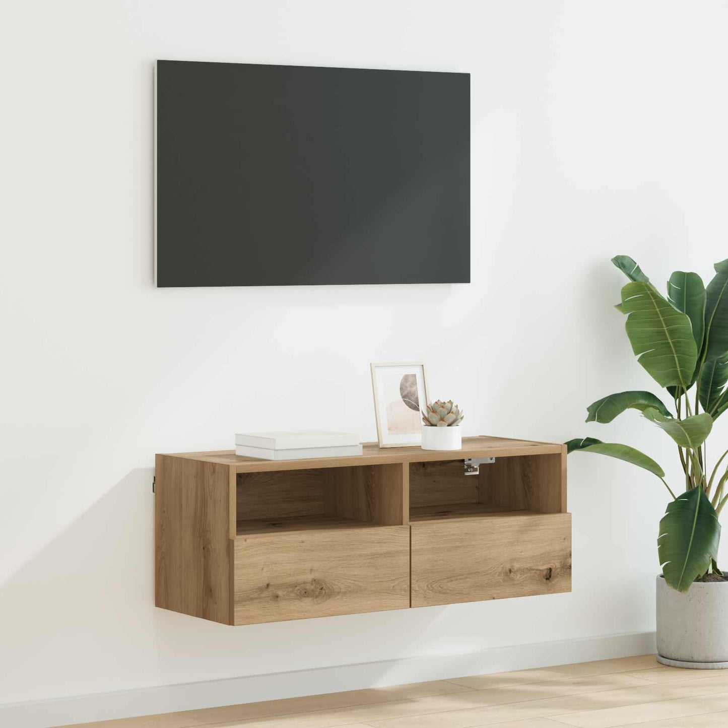 Tv Wall Cabinet 80 X 30 X 30 Cm Artisanový Dub Kompozitní Dřevo
