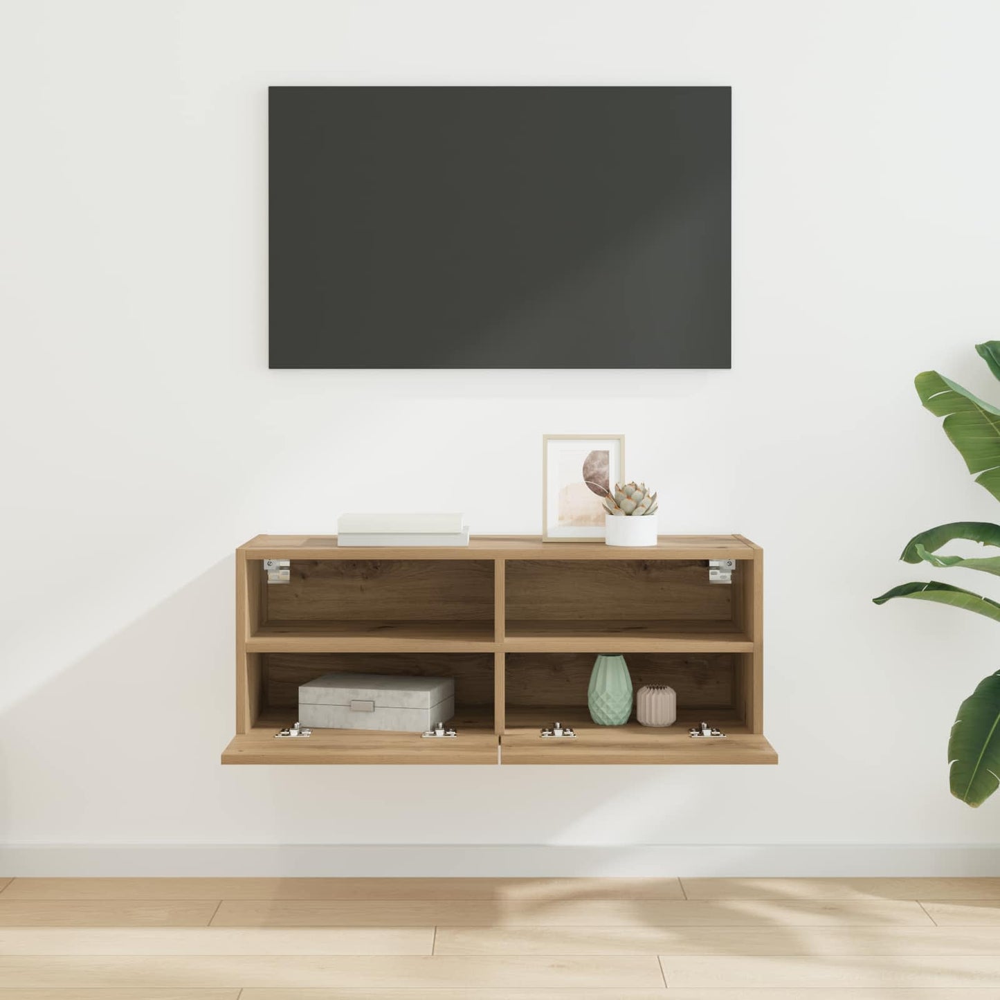 Tv Wall Cabinet 80 X 30 X 30 Cm Artisanový Dub Kompozitní Dřevo