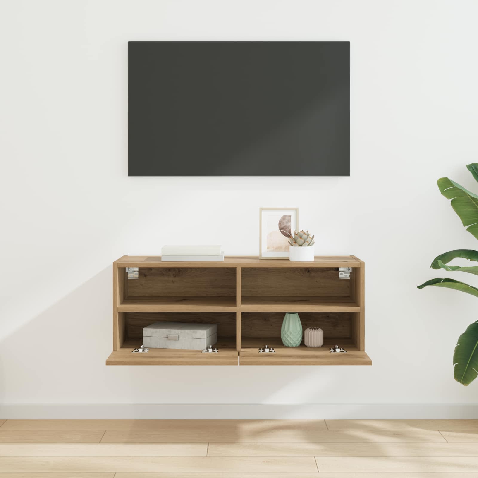 Tv Wall Cabinet 80 X 30 X 30 Cm Artisanový Dub Kompozitní Dřevo