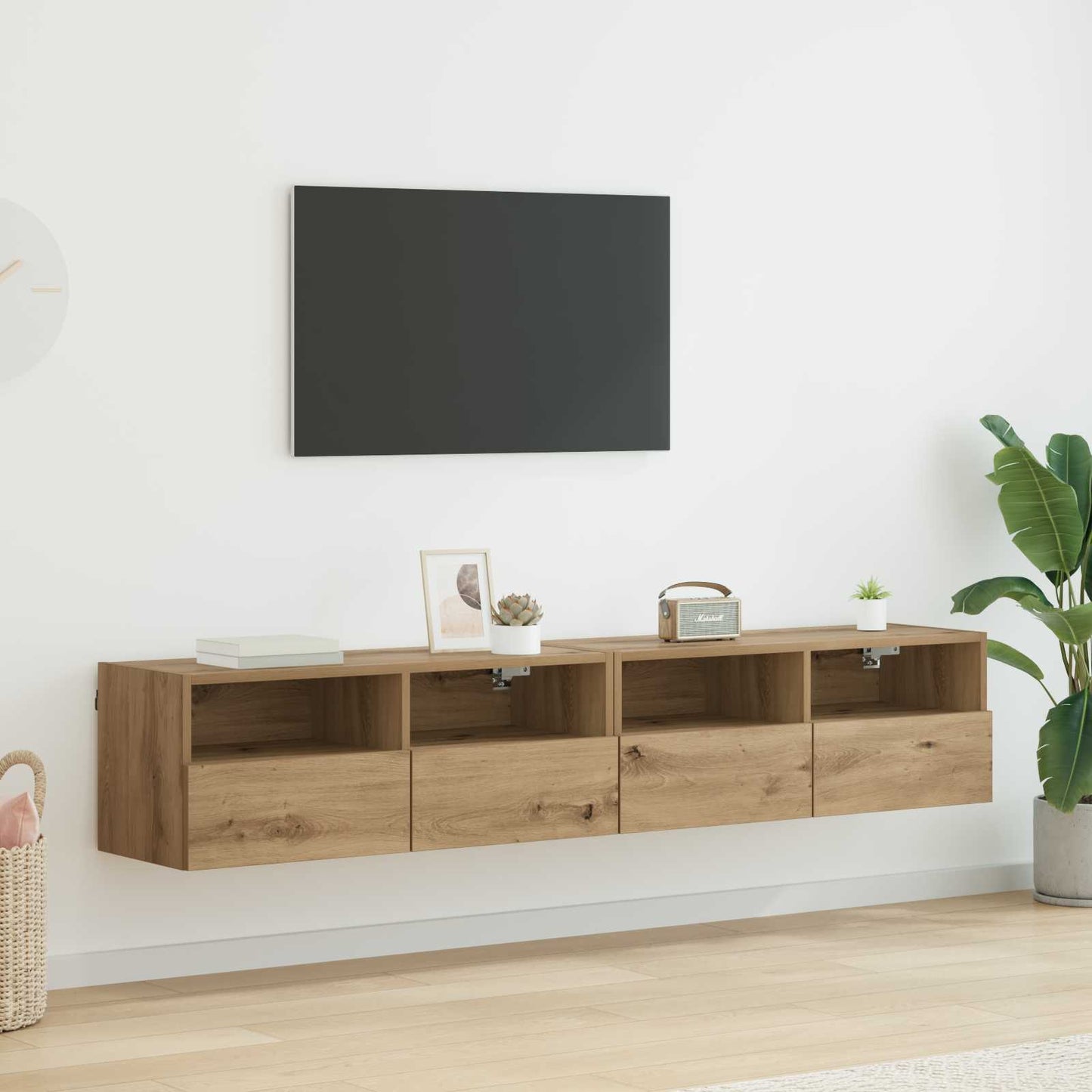 Skříňky Na Tv Zeď 2 Pcs Artisanový Dub Kompozitní Dřevo