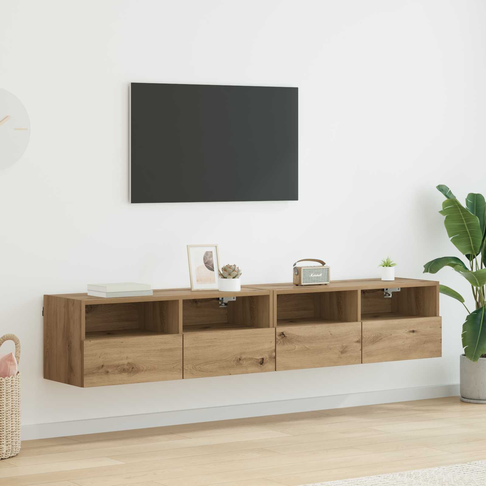 Skříňky Na Tv Zeď 2 Pcs Artisanový Dub Kompozitní Dřevo