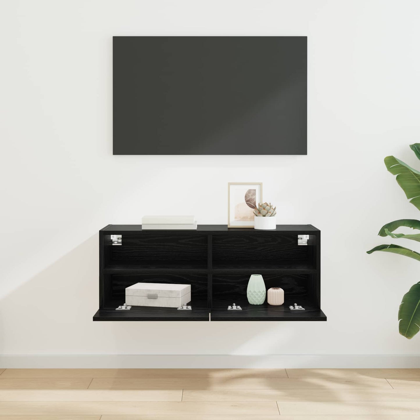 Tv Wall Cabinet 80 X 30 X 30 Cm Černý Dub Kompozitní Dřevo