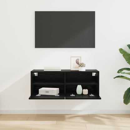 Tv Wall Cabinet 80 X 30 X 30 Cm Černý Dub Kompozitní Dřevo