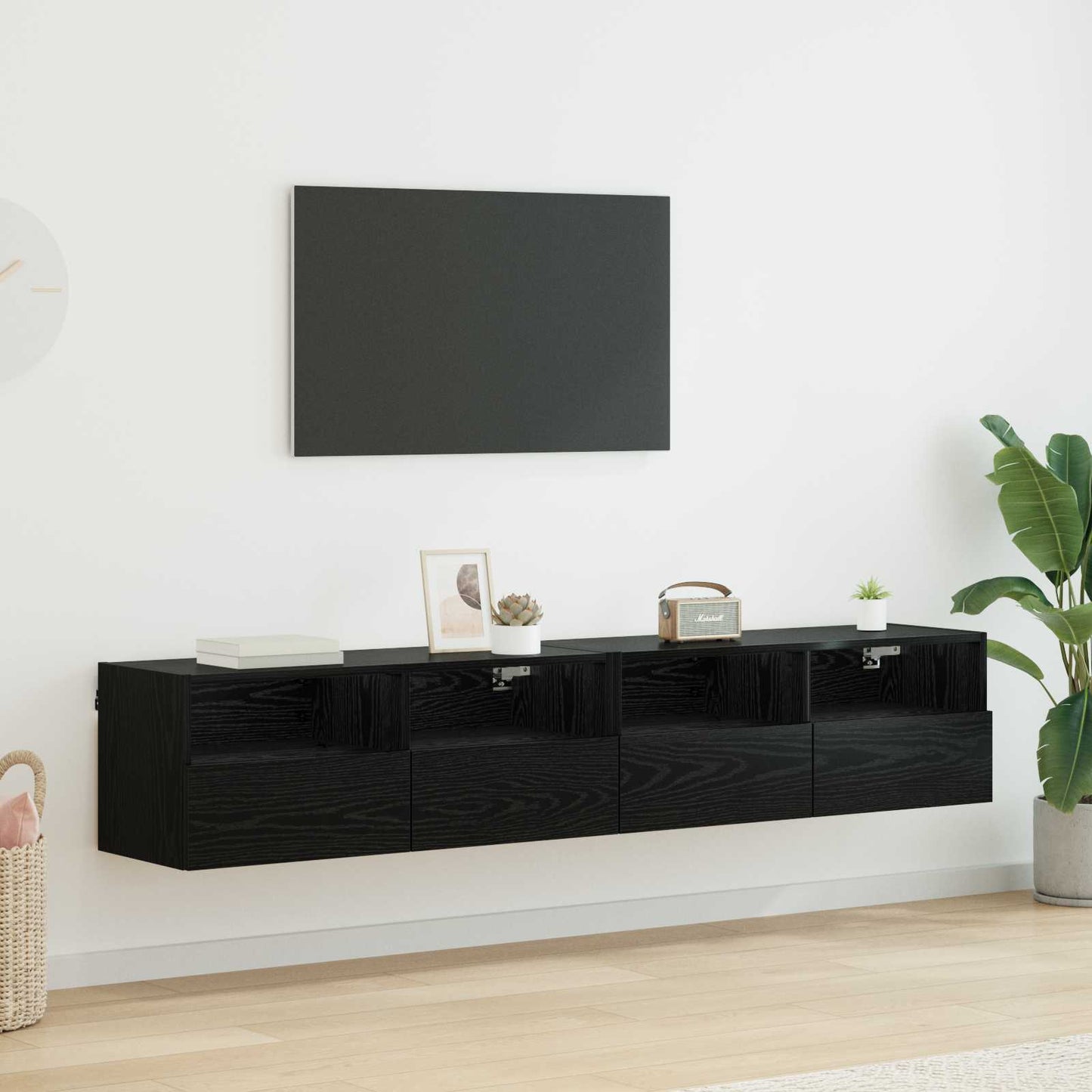 Skříňky Na Tv Zeď 2 Pcs Černý Dub Kompozitní Dřevo