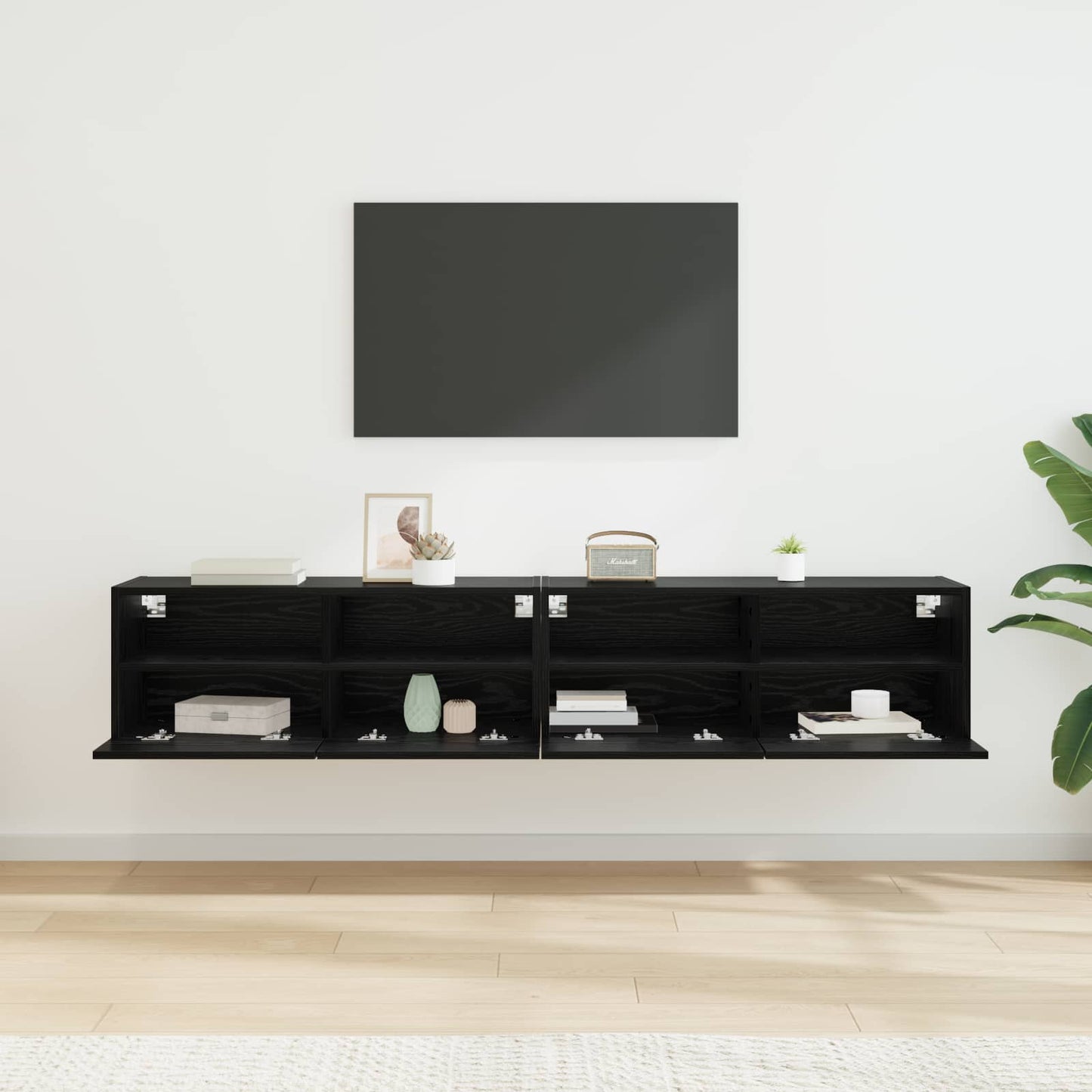 Skříňky Na Tv Zeď 2 Pcs Černý Dub Kompozitní Dřevo