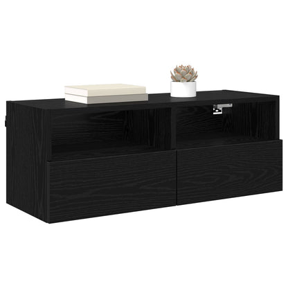 Skříňky Na Tv Zeď 2 Pcs Černý Dub Kompozitní Dřevo