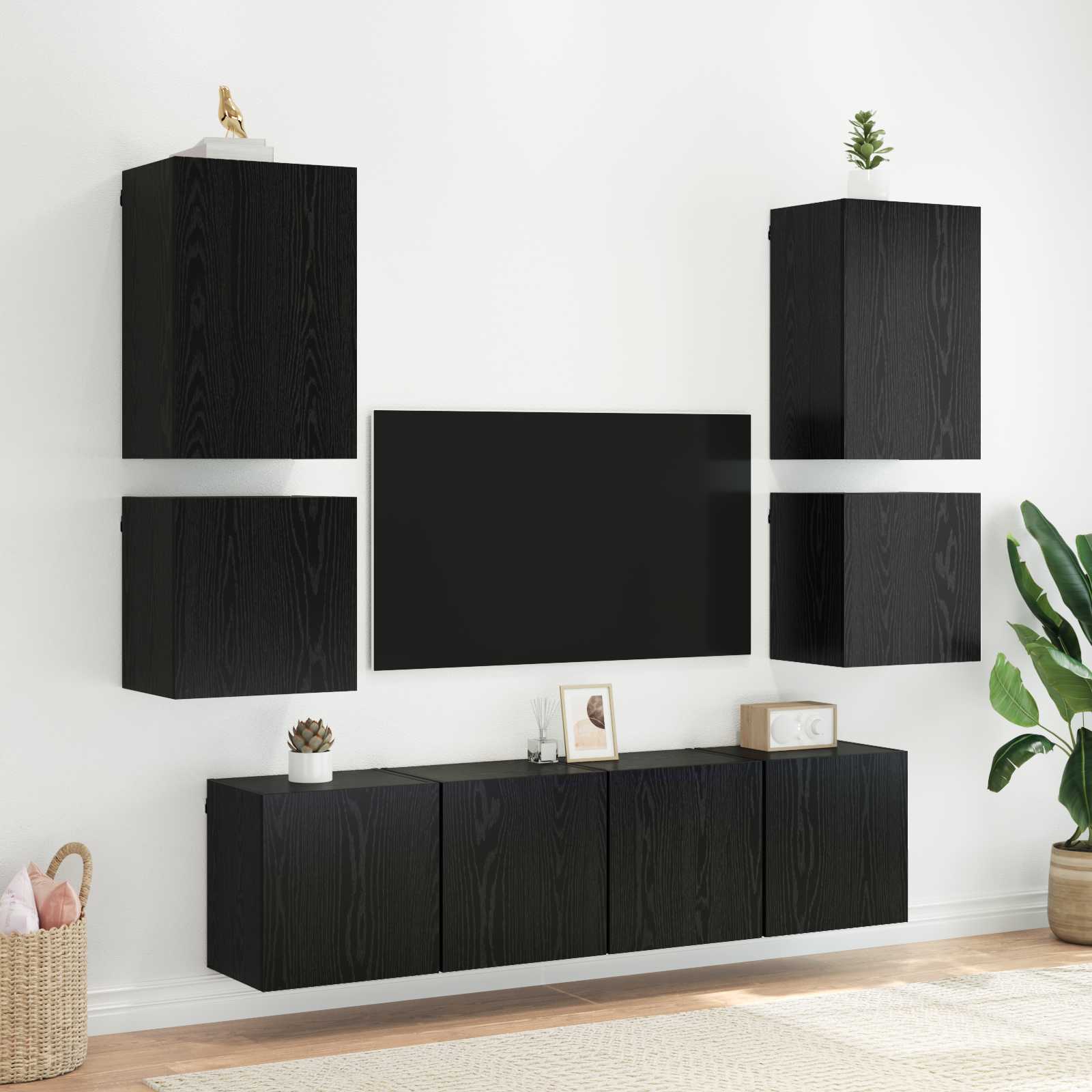 Tv Wall Cabinet 40,5X30X40Cm Černý Dub Kompozitní Dřevo