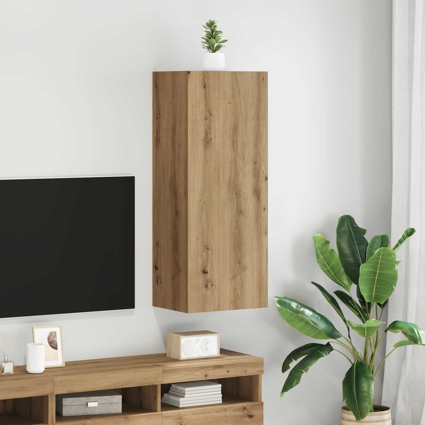 Tv Wall Cabinet 40,5 X 30 X 102 Cm Artisanový Dub