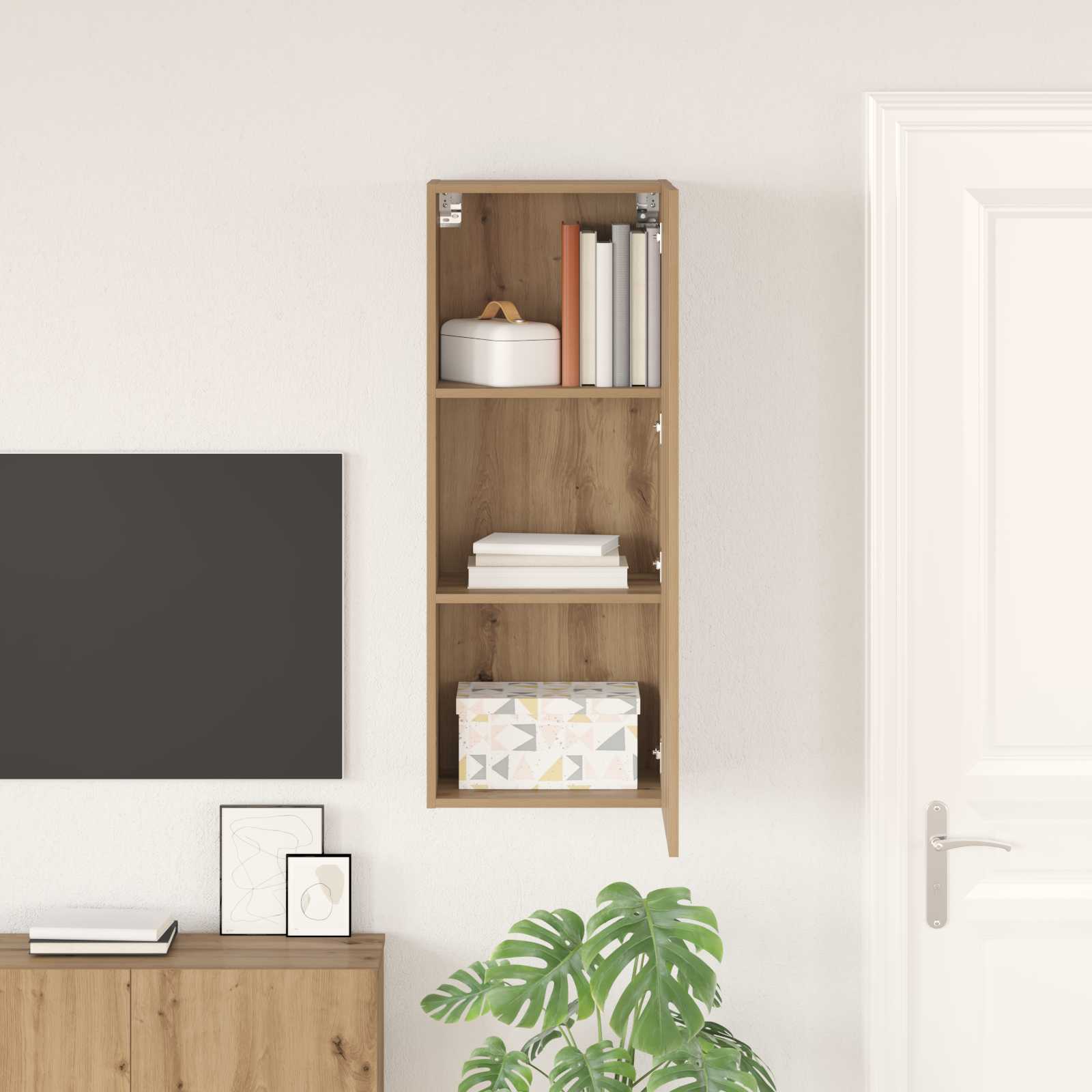 Tv Wall Cabinet 40,5 X 30 X 102 Cm Artisanový Dub