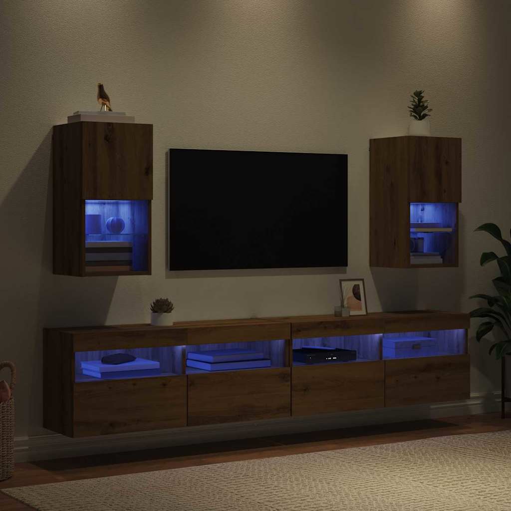 Nástěnné Tv Skříně 2 Pcs Artisanový Dub Kompozitní Dřevo