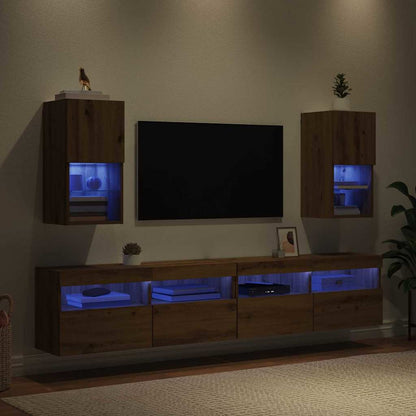Nástěnné Tv Skříně 2 Pcs Artisanový Dub Kompozitní Dřevo