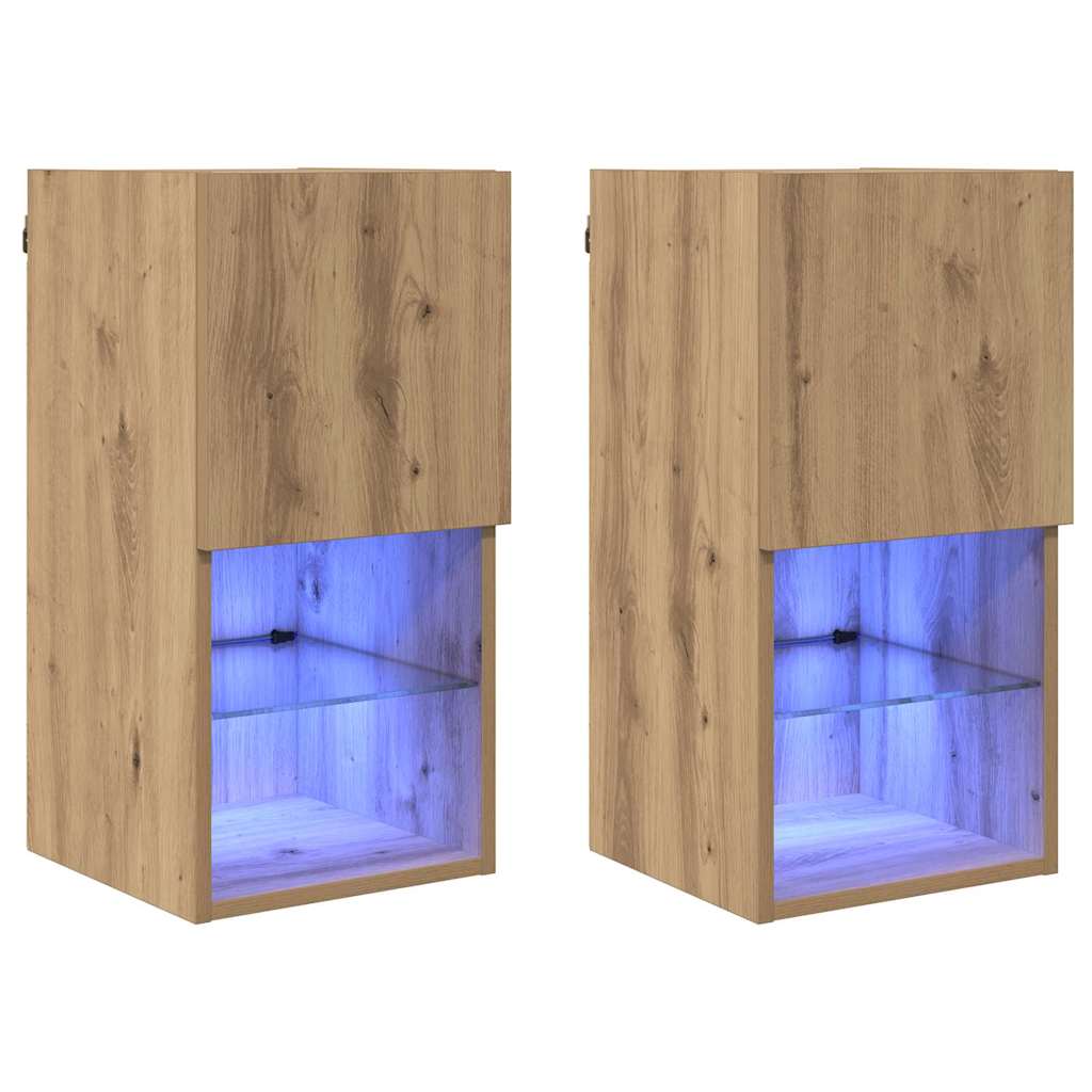 Nástěnné Tv Skříně 2 Pcs Artisanový Dub Kompozitní Dřevo