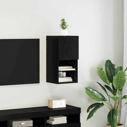 Nástěnná Tv Skříň 30,5 X 30 X 60 Cm Černý Dub Kompozitní Dřevo