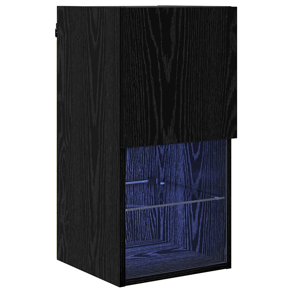 Nástěnná Tv Skříň 30,5 X 30 X 60 Cm Černý Dub Kompozitní Dřevo