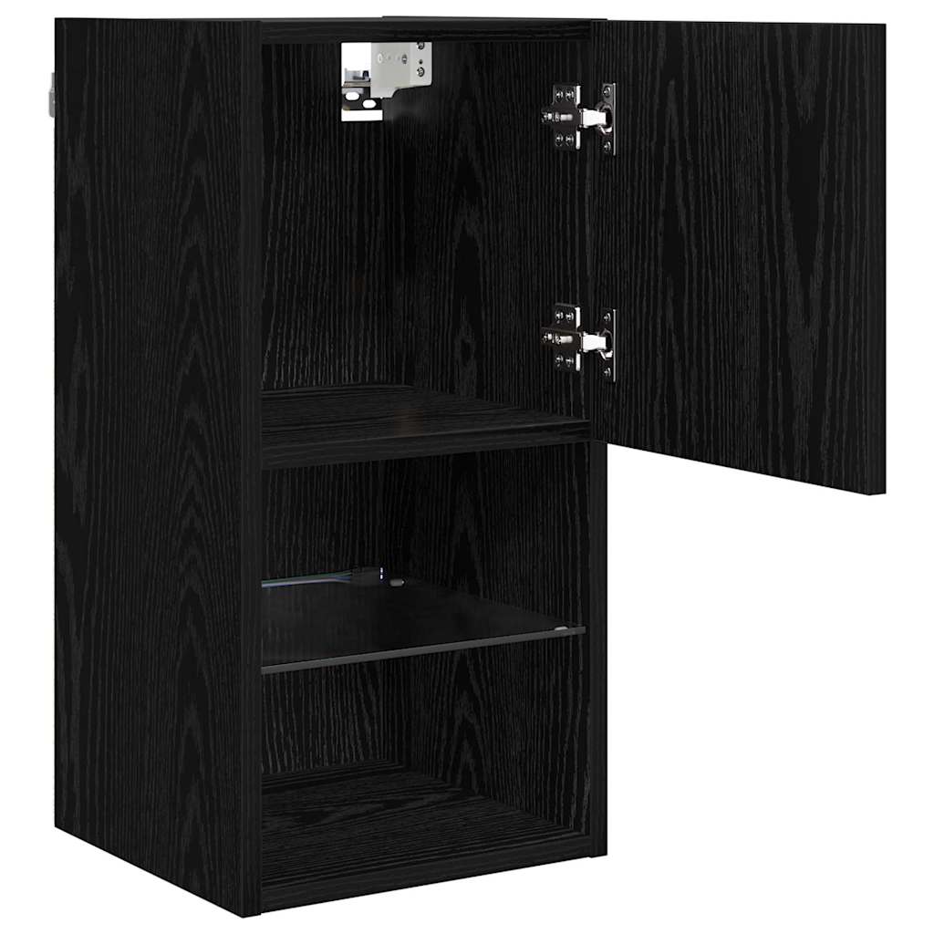 Nástěnná Tv Skříň 30,5 X 30 X 60 Cm Černý Dub Kompozitní Dřevo