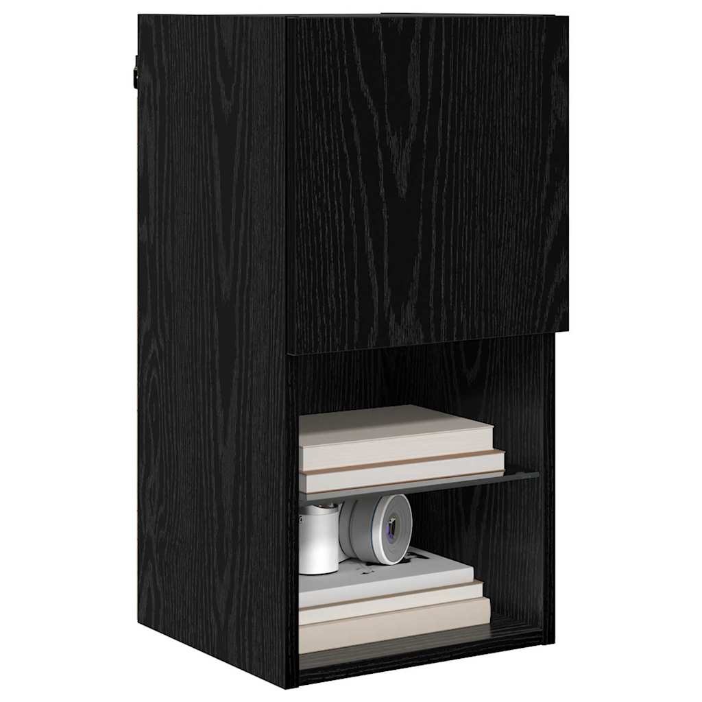 Nástěnná Tv Skříň 30,5 X 30 X 60 Cm Černý Dub Kompozitní Dřevo