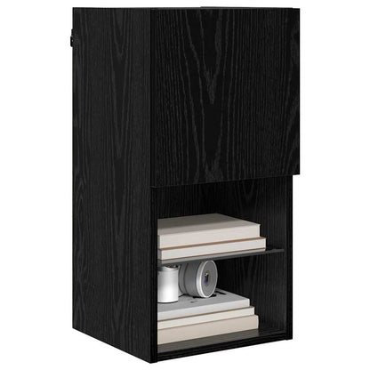 Nástěnná Tv Skříň 30,5 X 30 X 60 Cm Černý Dub Kompozitní Dřevo