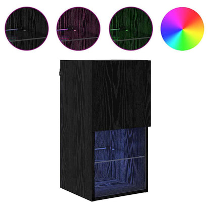 Nástěnná Tv Skříň 30,5 X 30 X 60 Cm Černý Dub Kompozitní Dřevo