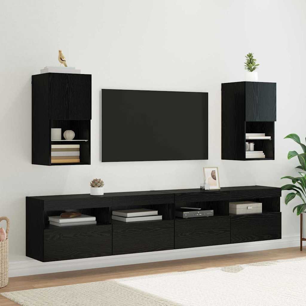 Nástěnné Tv Skříně 2 Pcs Černý Dub Kompozitní Dřevo