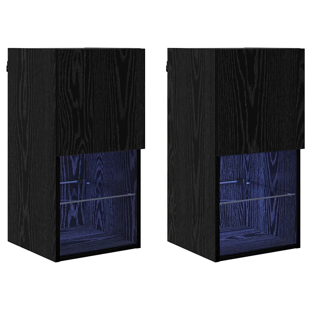 Nástěnné Tv Skříně 2 Pcs Černý Dub Kompozitní Dřevo
