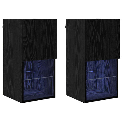 Nástěnné Tv Skříně 2 Pcs Černý Dub Kompozitní Dřevo