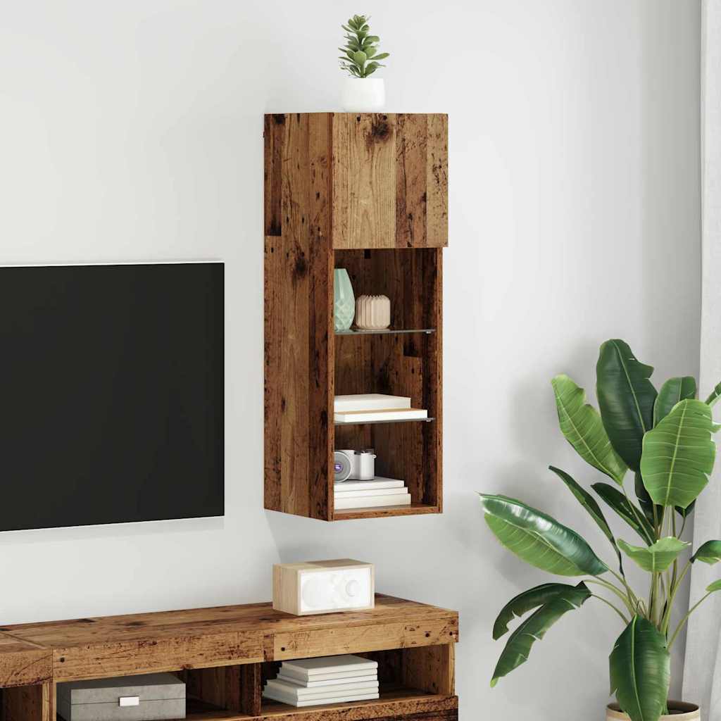 Nástěnná Tv Skříň 30,5 X 30 X 90 Cm Staré Dřevo