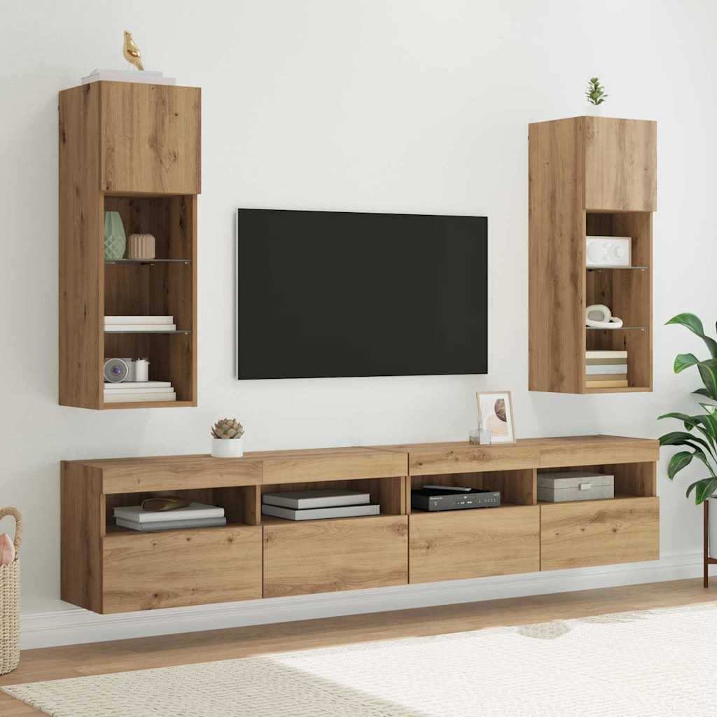 Nástěnné Tv Skříně 2 Pcs Artisanový Dub Kompozitní Dřevo