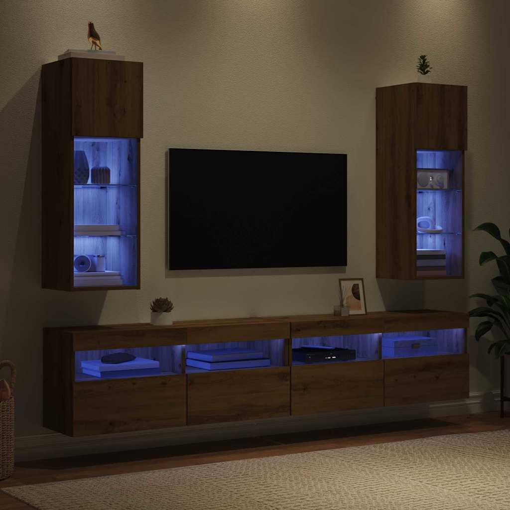 Nástěnné Tv Skříně 2 Pcs Artisanový Dub Kompozitní Dřevo