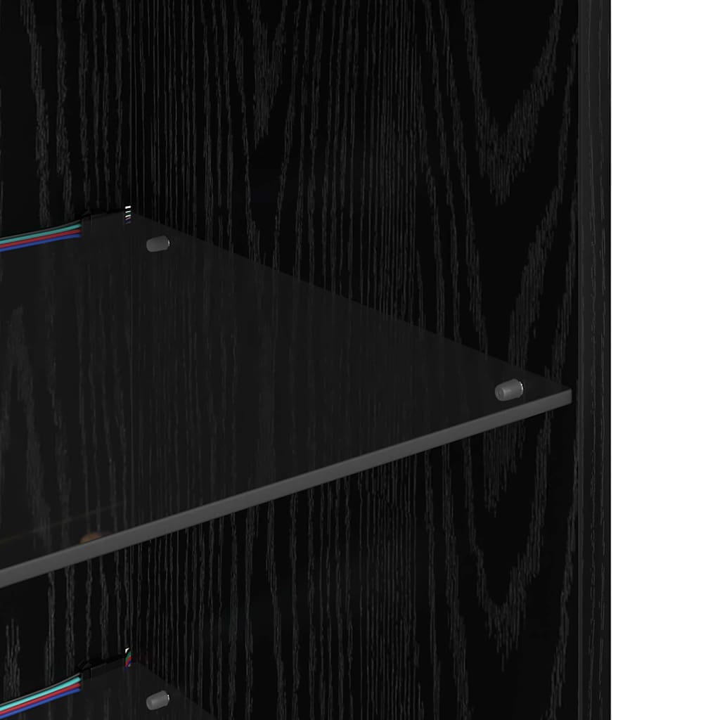 Nástěnná Tv Skříň 30,5 X 30 X 90 Cm Černý Dub Kompozitní Dřevo