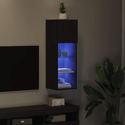 Nástěnná Tv Skříň 30,5 X 30 X 90 Cm Černý Dub Kompozitní Dřevo