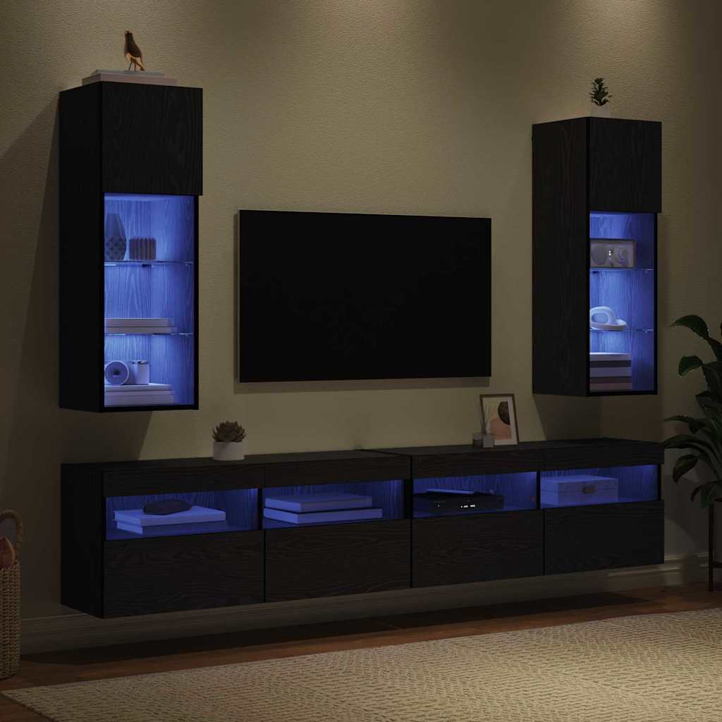 Nástěnné Tv Skříně 2 Pcs Černý Dub Kompozitní Dřevo