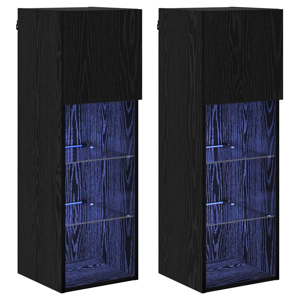 Nástěnné Tv Skříně 2 Pcs Černý Dub Kompozitní Dřevo