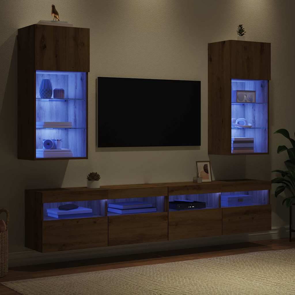 Nástěnné Tv Skříně 2 Pcs Artisanový Dub Kompozitní Dřevo